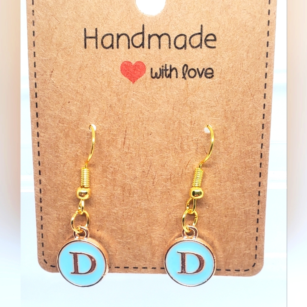 7/$10 D Initial Earrings, New